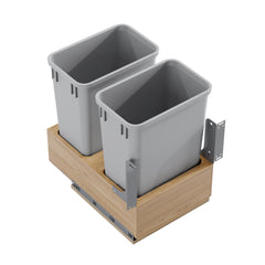 Dowell 18" Double Pull Out Wood Waste Container with Full Extension Soft-Close Slides, Bottom Mount