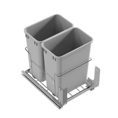 Dowell 18" Double Aluminum Base Wastebasket Pull Out with Full Extension Soft-Close Slides, Bottom Mount