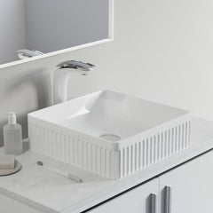 Dowell 6004 Modern Bathroom Design Fluted Square Ceramic Vessel Sink