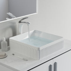Dowell 6004 Modern Bathroom Design Fluted Square Ceramic Vessel Sink