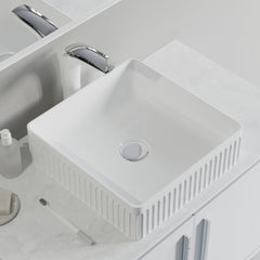 Dowell 6004 Modern Bathroom Design Fluted Square Ceramic Vessel Sink