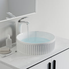 Dowell 6004 Modern Bathroom Design Fluted Round Ceramic Vessel Sink