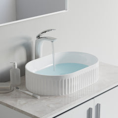 Dowell 6004 Modern Bathroom Design Fluted Oval Ceramic Vessel Sink