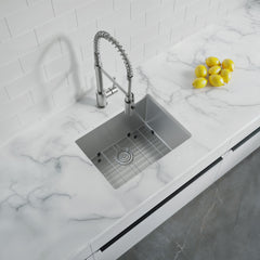 Dowell 20" L x 15" W Handcrafted Undermount Kitchen Sink 16 Gauge Stainless Steel 10" Depth Single Bowl With Grid Strainer