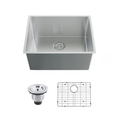 Dowell 20" L x 15" W Handcrafted Undermount Kitchen Sink 16 Gauge Stainless Steel 10" Depth Single Bowl With Grid Strainer