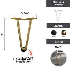Dowell 7" Metal Furniture Legs - Hairpin, Set of 4 - 7001 007 Series