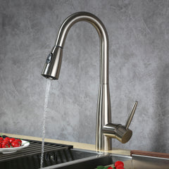 Dowell Kitchen Sink Faucet - 8002 005 Series - High Arc, Pull-Down Sprayer, Single Handle, Single Hole