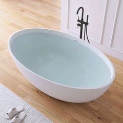 Dowell 67" White Modern Freestanding Solid Surface Deep Soaking Bathtub for Two-BT031 Series