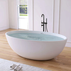 Dowell 67" White Modern Freestanding Solid Surface Deep Soaking Bathtub for Two-BT031 Series