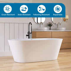 Dowell 63" Modern Rectangular Freestanding Solid Surface Resin Stone Soaking Bathtub-BT034 Series