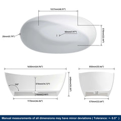 Dowell 65" Modern Solid Surface Freestanding Bathtub Deep Soaking Tubs-BT236 Series