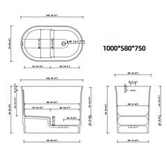 Dowell 39" Japanese Soaking Tub Solid Surface Freestanding Bathtub for Small Bathrooms-BT238 Series