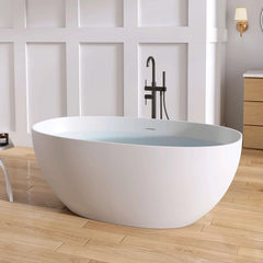 Dowell 59" White Large Capacity Freestanding Deep Soaking Solid Surface Bathtub-BT333 Series