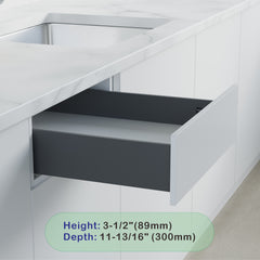Dowell Slim Metal Drawer Kit, Soft-Close Full Extension Undermount Slides Drawer System, Dark Gray Cabinet Drawer Set for Kitchen & Bathroom