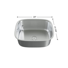 Dowell 23" Kitchen Undermount Sink - 9" Deep Bowl, Stainless Steel 18/16 Gauge - 6001 Series