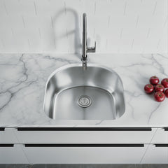 Dowell 23-5/8" Kitchen Undermount Sink - 9" Deep Bowl, D-Shaped, Stainless Steel 18/16 Gauge - 6001 Series