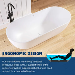 Dowell 69" Minimalist Seamless Solid Surface Soaking Freestanding Oval Bathtub Series
