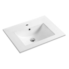 Dowell 24" Bathroom Topmount Ceramic Basin with Overflow - One 16-1/2" Sink, 4-3/8" Deep - 000 2418B Series