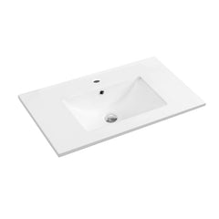 Dowell 30" Bathroom Topmount Ceramic Basin with Overflow - One 18-1/2" Sink, 4-3/8" Deep - 000 3018B Series
