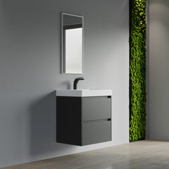 Dowell 24" Wall-Mounted Floating Bathroom Vanity – Pre-Assembled, White/Black, with Two Drawers and a Single Basin- 004 24 Series