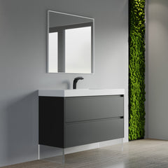 Dowell 48" Wall-Mounted Floating Bathroom Vanity – Pre-Assembled, White/Black, with Two Drawers and a Double/Single Resin Basin - 004 48 Series