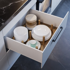 Dowell Pegboard Drawer Organizer - Trimmable Wood Pegboard with 9, 12, or 16 Pegs for Kitchen Pots/Pans/Plates Storage - 4007 PEG Series